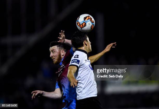 Louth , Ireland - 22 September 2017; Sean Brennan of Drogheda United in action against Jamie McGrath of Dundalk during the SSE Airtricity League...