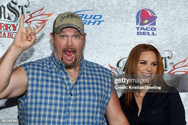 Larry The Cable Guy and wife Cara Whitney arrive for the Comedy Central Roast Of Larry The Cable Guy at the Warner Brother Studio Lot on March 1,...