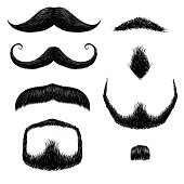 Mustaches set hand drawing