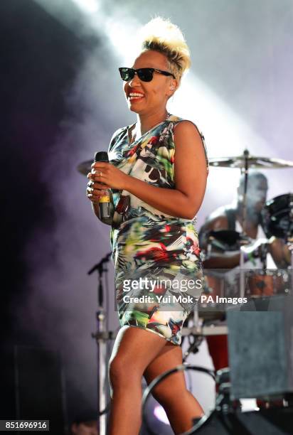 Emeli Sande performing as a guest with Naughty Boy on the Pepsi Max Stage at the Yahoo! Wireless Festival, at the Queen Elizabeth Olympic Park in...