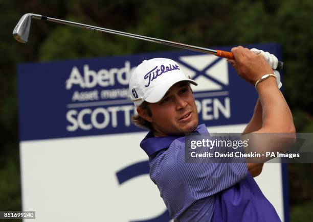 S Peter Uihlein on the second during day three of the Aberdeen Asset Management Scottish Open at Castle Stuart Golf Course, Inverness.
