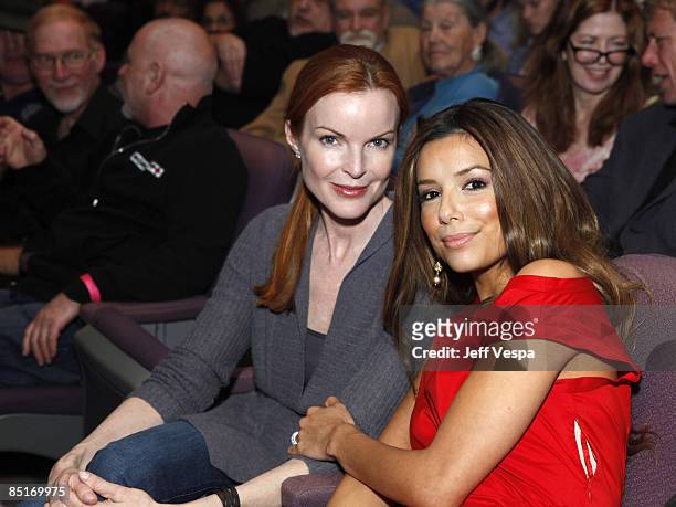 Actresses Marcia Cross and Eva Longoria Parker arrive to the Film Independant screening of "Phoebe In Wonderland" held at the WGA Theatre on March 1,...