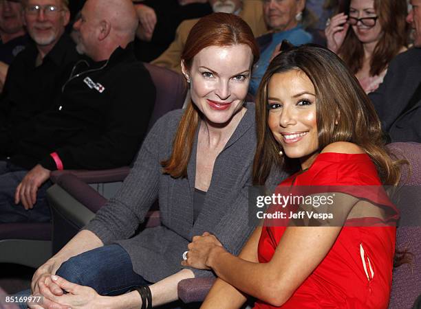 Actresses Marcia Cross and Eva Longoria Parker arrive to the Film Independant screening of "Phoebe In Wonderland" held at the WGA Theatre on March 1,...