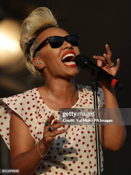 Emeli Sande performing on the Main Stage at the Yahoo! Wireless Festival, at the Queen Elizabeth Olympic Park in east London.
