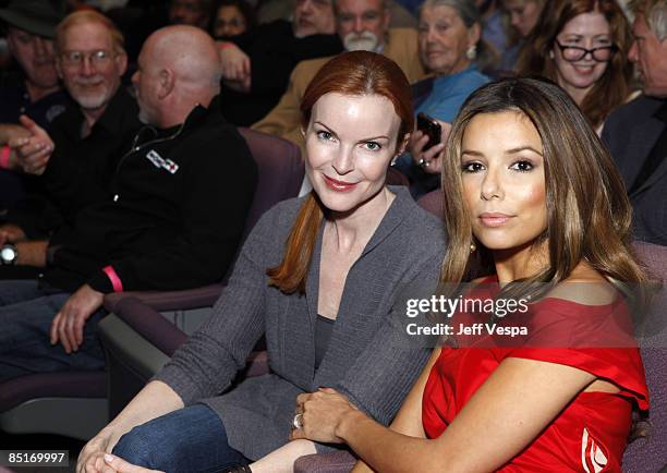 Actresses Marcia Cross and Eva Longoria Parker arrive to the Film Independant screening of "Phoebe In Wonderland" held at the WGA Theatre on March 1,...