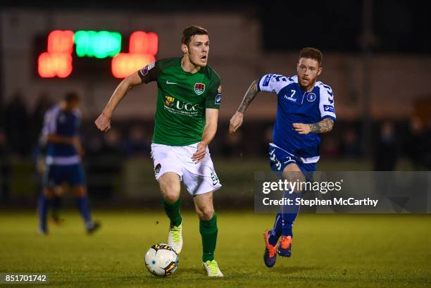 Limerick , Ireland - 22 September 2017; Garry Buckley of Cork City in action against Lee J Lynch of Limerick during the SSE Airtricity League Premier...