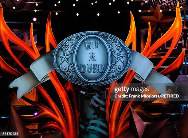 Git R Done" sign onstage during Comedy Central's Roast of Larry the Cable Guy at the Warner Brothers Studio Lot on March 1, 2009 in Burbank,...
