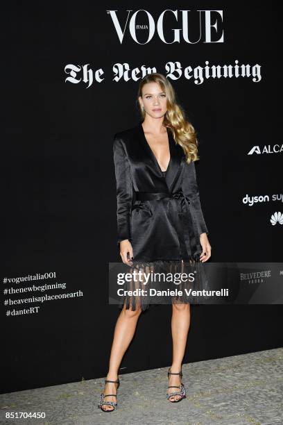 Fiammetta Cicogna attends theVogue Italia 'The New Beginning' Party during Milan Fashion Week Spring/Summer 2018 on September 22, 2017 in Milan,...