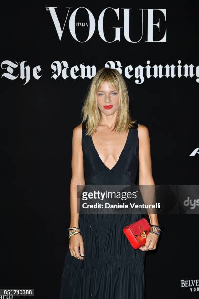 Gaia Trussardi attends theVogue Italia 'The New Beginning' Party during Milan Fashion Week Spring/Summer 2018 on September 22, 2017 in Milan, Italy.