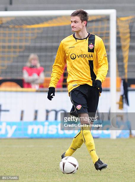 Markus Palionis of Dynamo Dresden look on during the 3. Liga match between Dynamo Dresden and Kickers Offenbach at the Rudolf Harbig Stadion on...