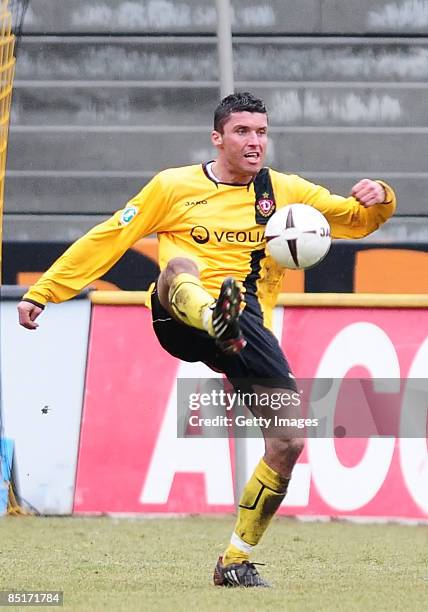 Pavel Dobry of Dynamo Dresden in action during the 3. Liga match between Dynamo Dresden and Kickers Offenbach at the Rudolf Harbig Stadion on...