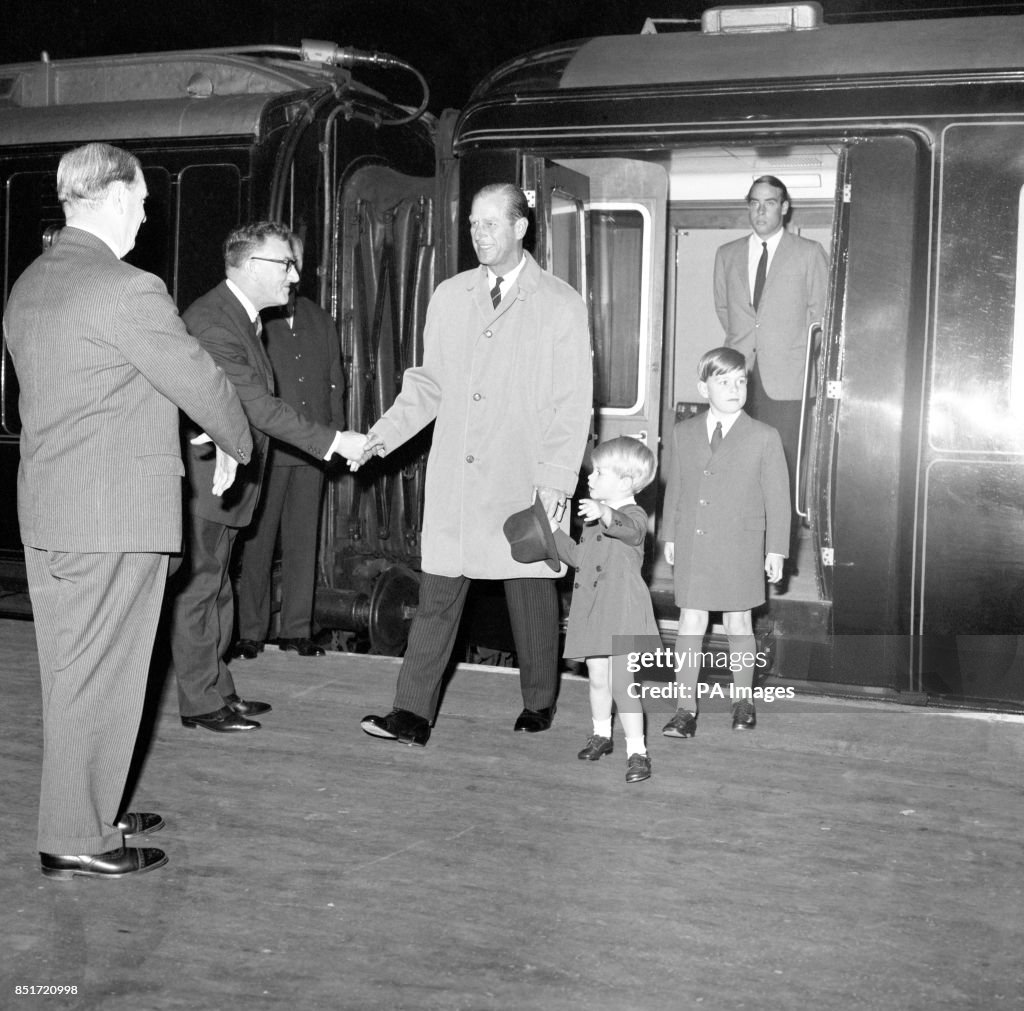 Royalty - Duke of Edinburgh returns from Balmoral - Kings Cross Station - London