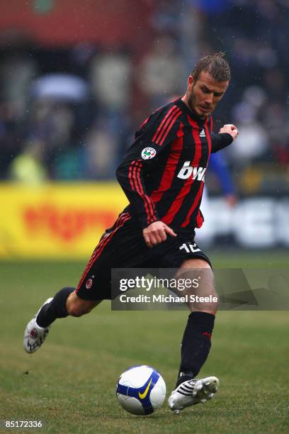 David Beckham of Milan during the Serie A match between Sampdoria and AC Milan at the Stadio Luigi Ferraris on March 1, 2009 in Genoa,Italy.