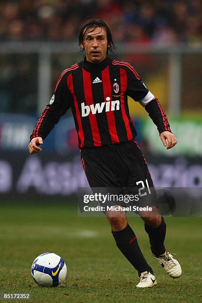 Andrea Pirlo of Milan during the Serie A match between Sampdoria and AC Milan at the Stadio Luigi Ferraris on March 1, 2009 in Genoa,Italy.