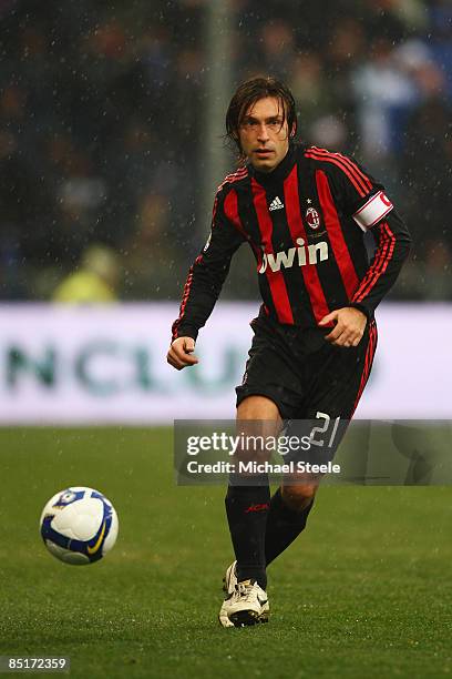 Andrea Pirlo of Milan during the Serie A match between Sampdoria and AC Milan at the Stadio Luigi Ferraris on March 1, 2009 in Genoa,Italy.