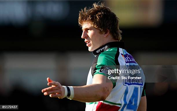 Harlequins winger David Strettle looks on during the Guinness Premiership match between Bristol and Harlequins at the Memorial Stadium on March 1,...