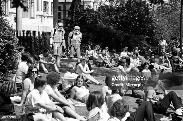 The stars of 'Star Wars: Episode V û The Empire Strikes Back' attend a photocall outside the Savoy Hotel, Stormtroopers march through sunbathing...