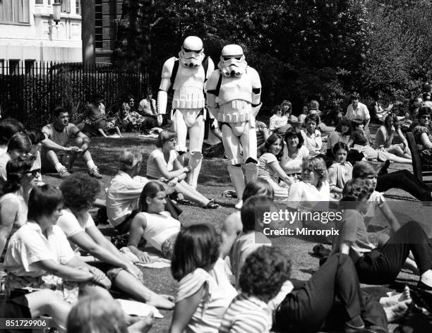 The stars of 'Star Wars: Episode V û The Empire Strikes Back' attend a photocall outside the Savoy Hotel, Stormtroopers march through sunbathing...