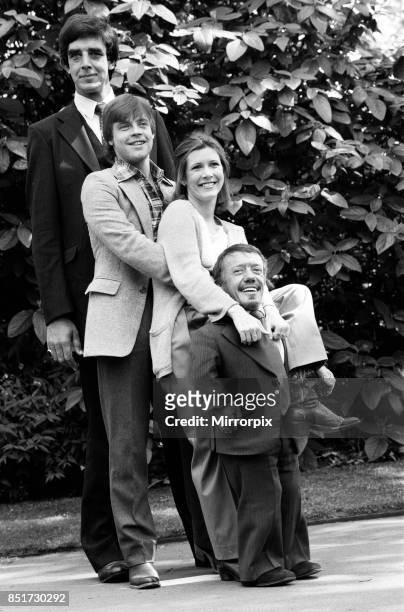 The stars of 'Star Wars: Episode V û The Empire Strikes Back' attend a photocall outside the Savoy Hotel, Peter Mayhew, Mark Hamill, Carrie Fisher...