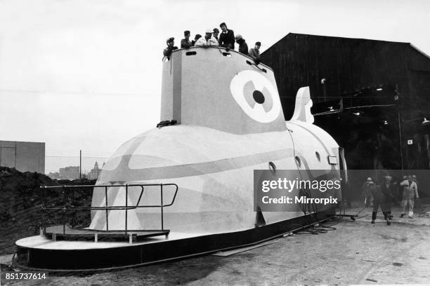 The Yellow Submarine in Liverpool, a large model representation of the submarine featured in the animated film Yellow Submarine, inspired by the song...