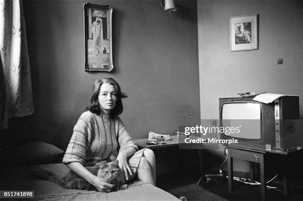 Christine Keeler in her London flat, 19th June 1980.