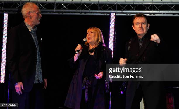 Bob Harris, Cynthia Lennon and Mike McCartney speak at Sound & Vision at Abbey Road Studios on February 26, 2009 in London, England.