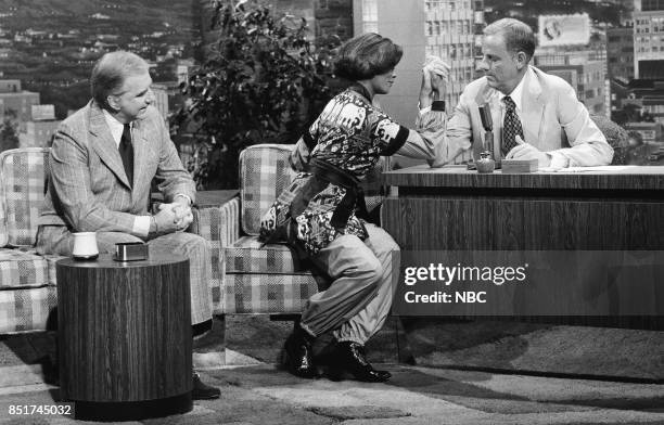 Pictured: Ed McMahon and singer Dionne Warwick during an interview with guest host McLean Stevenson on October 18, 1976 --