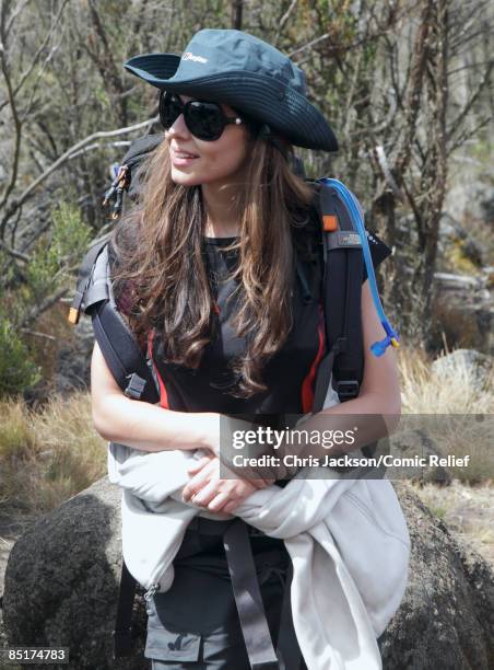 Cheryl Cole treks up Kilimanjaro on the second day of The BT Red Nose Climb of Kilimanjaro on March 1, 2009 in Arusha, Tanzania. Celebrities Ronan...