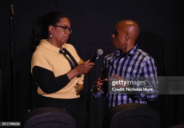 Oprah Winfrey speaks with guests at the Tribeca TV Festival series premiere of Released at Cinepolis Chelsea on September 22, 2017 in New York City.