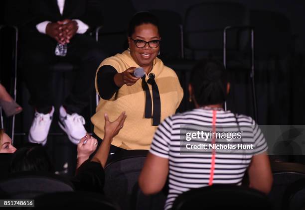 Oprah Winfrey speaks with guests at the Tribeca TV Festival series premiere of Released at Cinepolis Chelsea on September 22, 2017 in New York City.