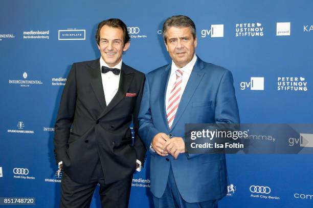 German actor Hans-Werner Meyer and German foreign minister Sigmar Gabriel during the 6th German Actor Award Ceremony at Zoo Palast on September 22,...