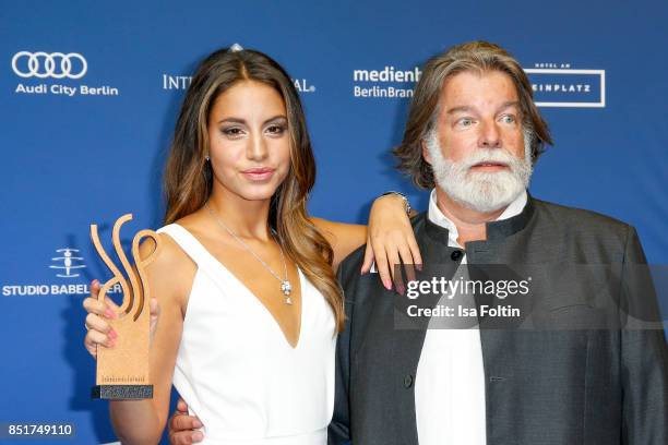 German actress and award winner Almila Bagriacik with Igor Ustinov during the 6th German Actor Award Ceremony at Zoo Palast on September 22, 2017 in...