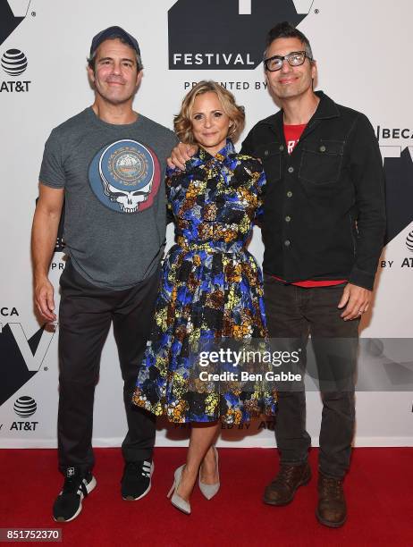 Andy Cohen, Amy Sedaris and Paul Dinello attend the Tribeca TV Festival series premiere of At Home with Amy Sedaris at Cinepolis Chelsea on September...