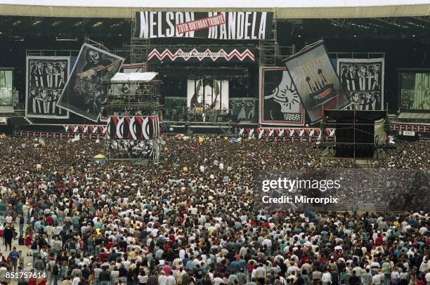 Nelson Mandela 70th Birthday Tribute Concert at Wembley Stadium in London 11th June 1988.