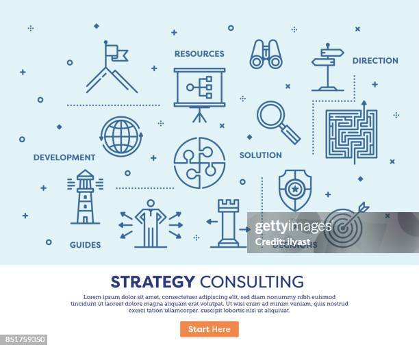 strategy consulting concept - integrated systems icon stock illustrations