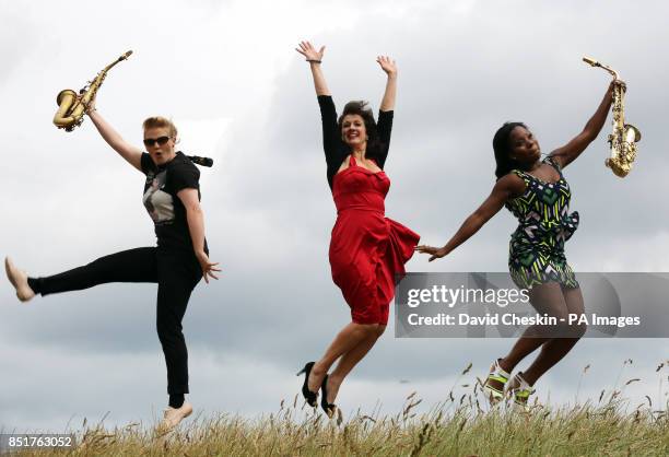 Performers Leah Cooper, Lorna Reid and Tia Fuller help to launch the 35th Edinburgh Jazz Festival on Calton Hill starting later this week.