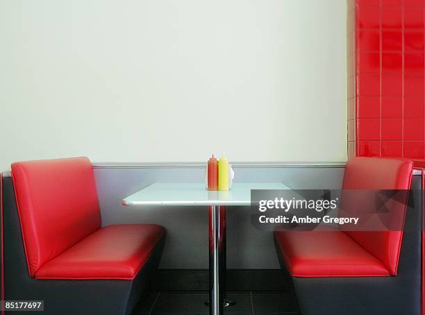 50's retro style diner table - vintage restaurant interior stock pictures, royalty-free photos & images