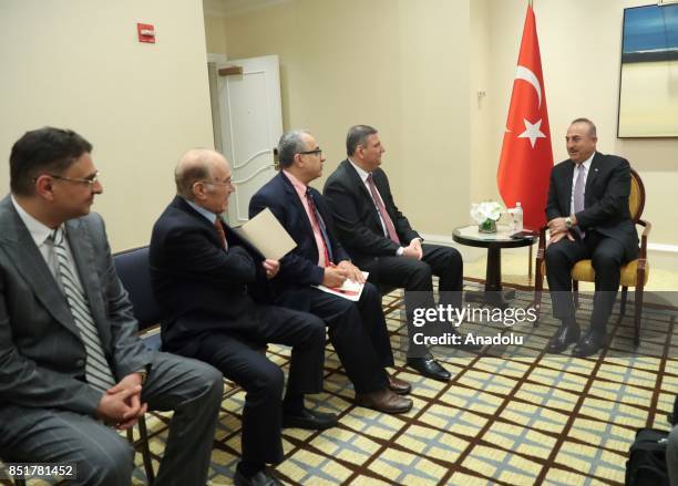 Foreign Affairs Minister of Turkey, Mevlut Cavusoglu meets with General Coordinator of the High Negotiations Committee Riyad Hijab at Peninsula Hotel...