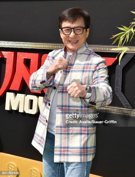 Actor Jackie Chan arrives at the premiere of 'The LEGO Ninjago Movie' at Regency Village Theatre on September 16, 2017 in Westwood, California.