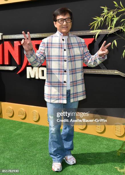 Actor Jackie Chan arrives at the premiere of 'The LEGO Ninjago Movie' at Regency Village Theatre on September 16, 2017 in Westwood, California.