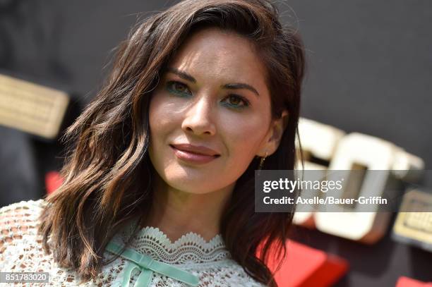 Actress Olivia Munn arrives at the premiere of 'The LEGO Ninjago Movie' at Regency Village Theatre on September 16, 2017 in Westwood, California.