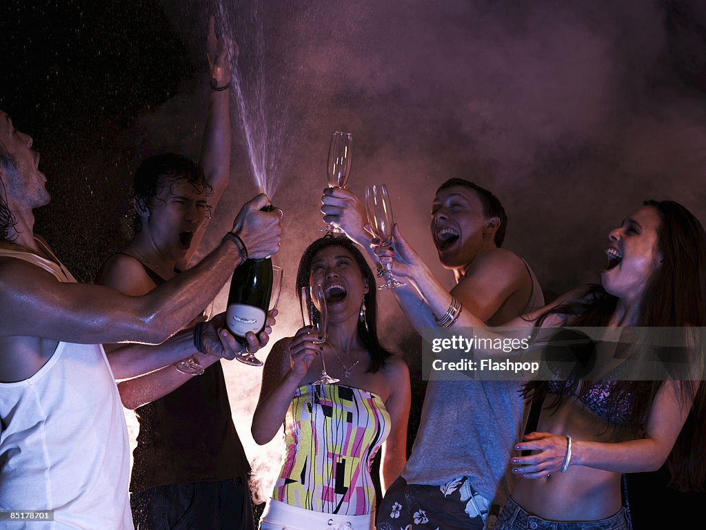 Portrait of a group of friends celebrating