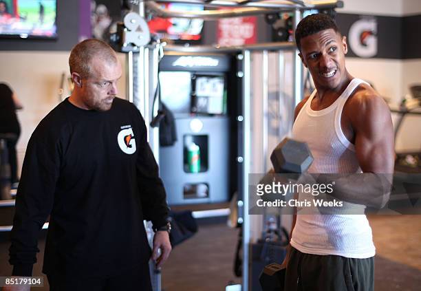 Personal trainer Gunnar Peterson and actor/singer Nick Cannon at Village at The Yard on January 16, 2009 in Park City, Utah.