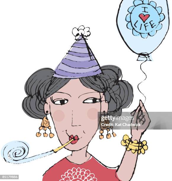 a woman celebrating life - menopause stock illustrations