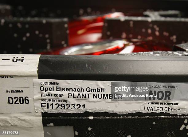 Parts for an Opel Corsa car seen at the plant of car maker Opel on March 2, 2009 in Eisenach, Germany. Opel announces a business plan directed to the...