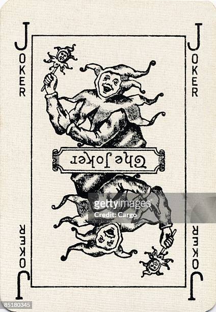 vintage playing card with a joker - wild card stock illustrations