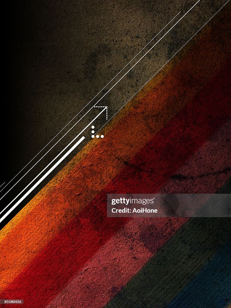 Illustration of an arrow pointing upwards, against black and red background