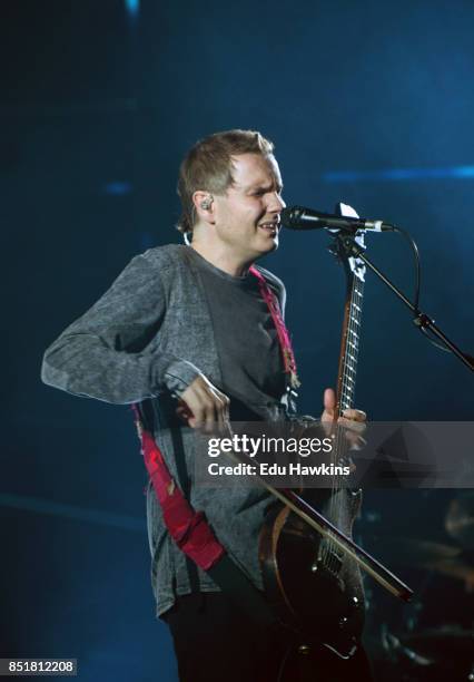 Jonsi Birgisson of Sigur Ros performs live on stage at Eventim Apollo on September 22, 2017 in London, England.