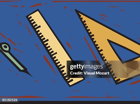 A Math Compass A Ruler And A Triangle Ruler High-Res Vector Graphic ...