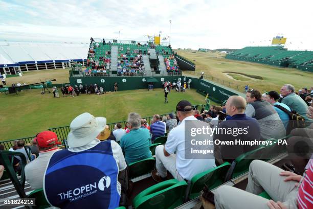 Australia's Peter Senior tees off from the 1st to start day one of the 2013 Open Championship at Muirfield Golf Club, East Lothian.